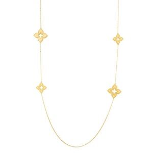 Roberto Coin 18k YG Petite Venetian Princess Diamond Station Necklace 33” NEW